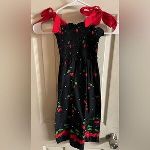 Handmade black and Red Kids Dress with Bow Straps.